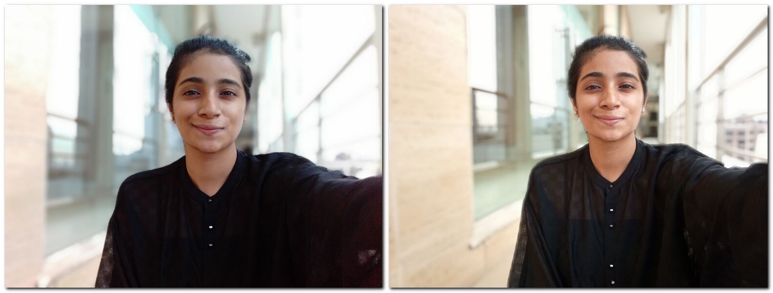 The Asus Zenfone Lite L1 (R) and Redmi 6A (R) capture selfies in portrait mode